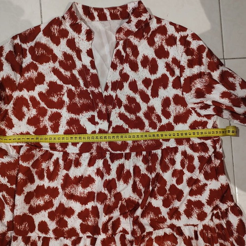 SHEIN Boho Maxi Dress with Animal Abstract Print, Red-White, XL