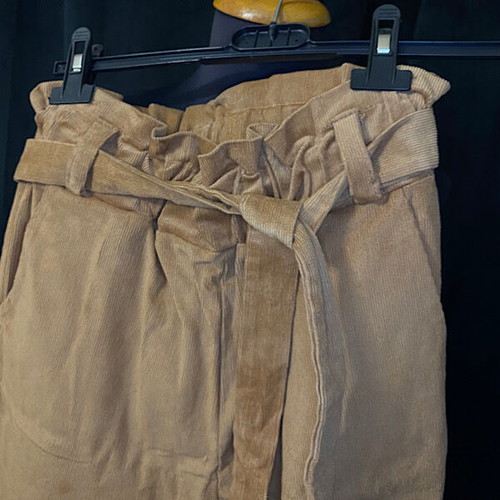 Women's corduroy pants beige with belt size S new