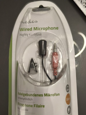 Nedis MICCJ100BK Wired Microphone Clip-On 3.5 mm Black new