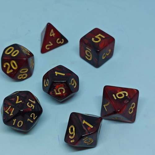RPG dice set 7 pieces dark burgundy swirl color like new