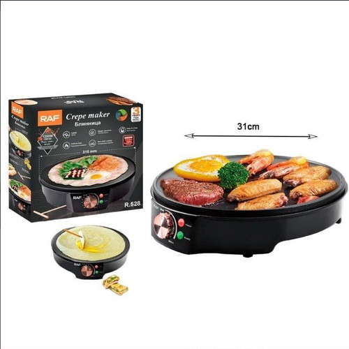 RAF Crepe Maker 1200W R.528 new with wooden spreader and spatula