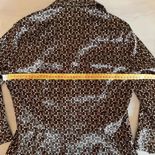 Stradivarius polyester shirt like new, brown with white, size L