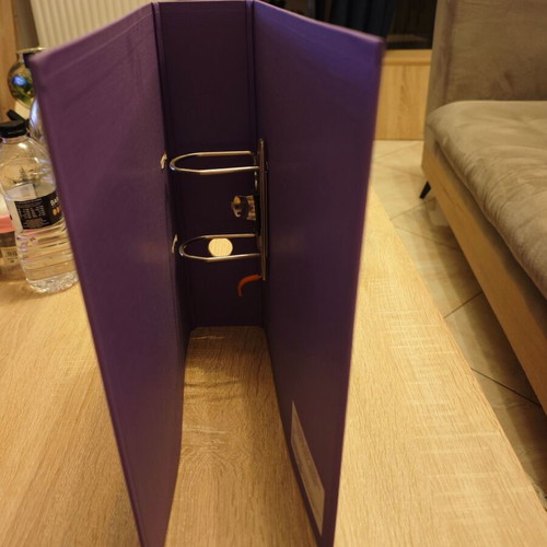 Set of three A4 filing binders in purple shades like new