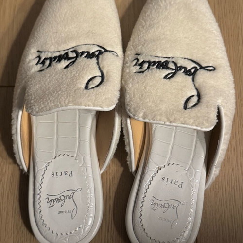 Christian Louboutin Navy Coolito Donna slippers like new, white
