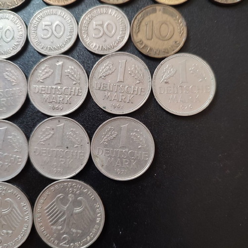 German coins used, pack of 26 Deutsche Mark/Pfennig