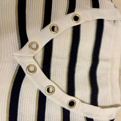 Massimo Dutti 100% Cotton Sweater New, Size M, White and Blue