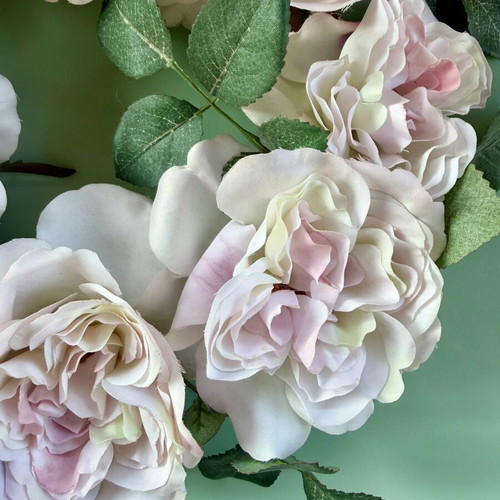 Wall wreath with light pink roses, like new, 29cm diameter