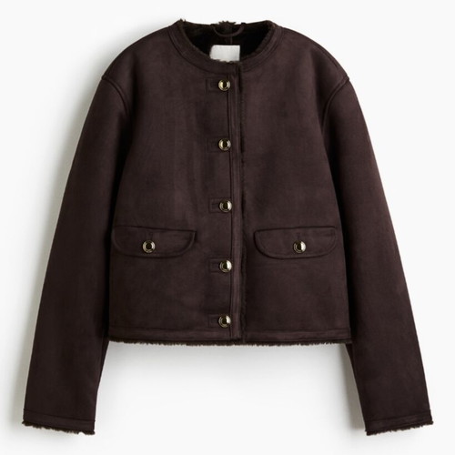 H&M jacket short brown XXL new with fluffy texture