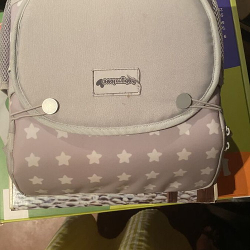 BabyToLove Travel Up Booster portable high chair like new, grey stars