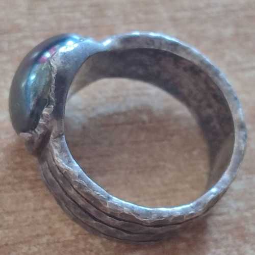 Unisex Handmade 925 Silver Ring with Hematite, 14g