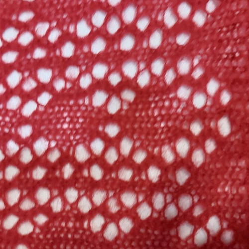 Knitted thin wool shawl-pashmina like new, red with diamond pattern