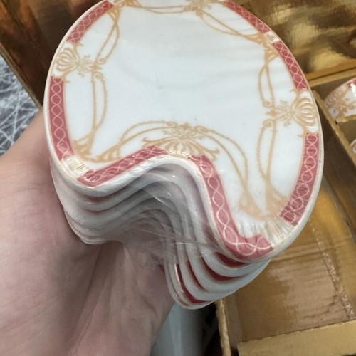 Jewel Platinum Coffee Set 12 Pieces Like New, White with Red and Gold