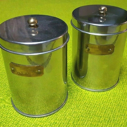 Storage containers used, two small, 11cm height, 8cm diameter