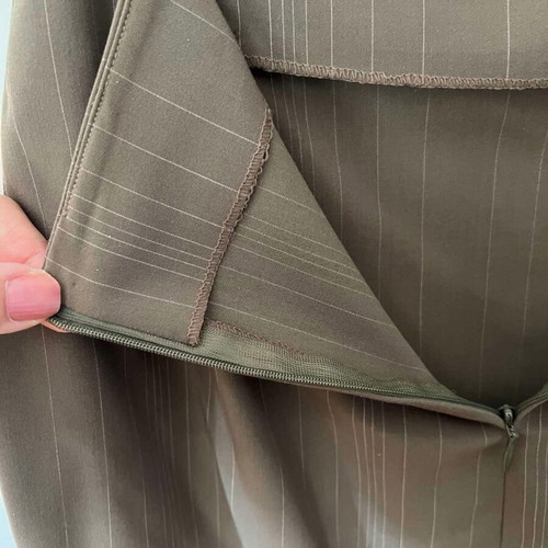 Celestino suit used, green with beige stripes, jacket and skirt set