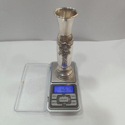 Vintage Solifleur 925 Silver Bud Vase with Floral Relief