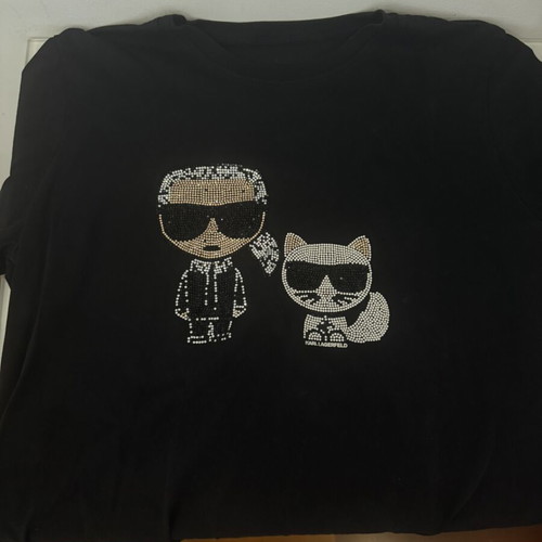 Karl Lagerfeld Ikonik Τοπ Μεταχειρισμένο Μαύρο Μεγάλο Βαμβάκι