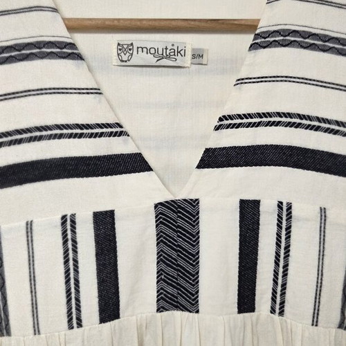 Moutaki dress like new, 100% cotton, size S/M, black and white