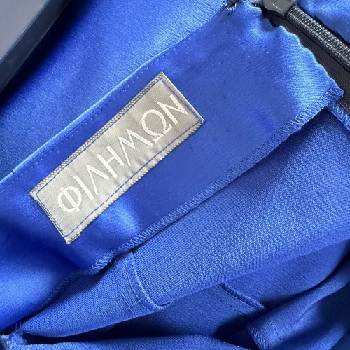 Philemon Haute Couture Satin Long Dress like new, blue, size S