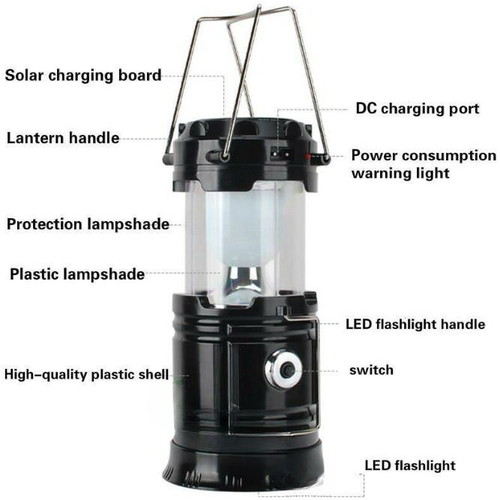 Rechargeable solar camping lantern with emergency LED lamp new