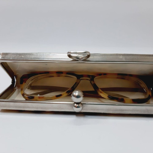Vintage Glasses with Cream-Green Double-Sided Case like new