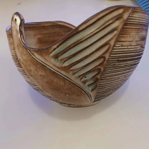 Vintage Handmade Ceramic Bowl Pyrolithos like new