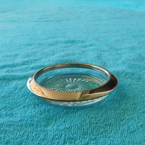 Decorative crystal plate with silver-plated rim, like new