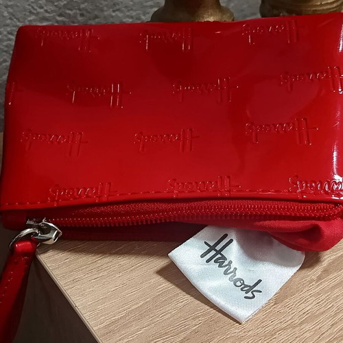 Harrods Original Patent Leather Cosmetic Case Red New