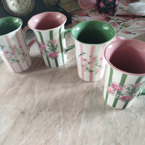 Set of 4 tall tea cups new, spring design, vintage style