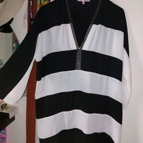 Loose set blouse with pants XL used, black and white