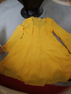 Yellow dress M-L used with alpha line and heart neckline