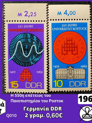 Γραμματόσημα Γερμανίας DDR σειρά 1969 καινούργια, 2 τεμάχια