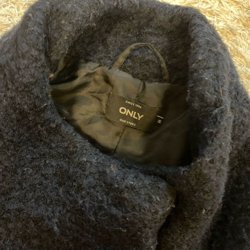 Wool boucle coat used, blue, size medium