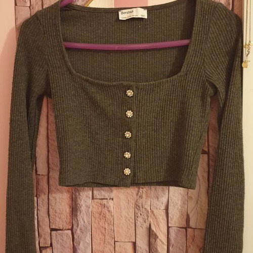 Woolen blouse like new, gray with beautiful buttons, XS