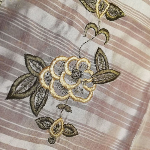 Handmade silk embroidery set of 3 pieces like new with gold thread and lace