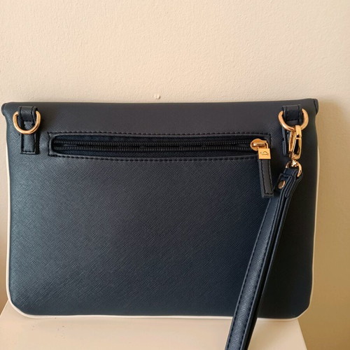 Clutcher bag Carpisa like new, blue with white piping