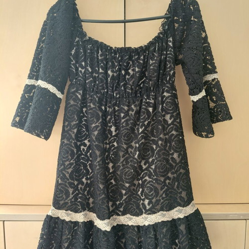 ZIC ZAC Black Boho Lace Tunic Dress One Size like new