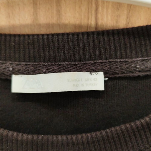 Zara brown oversized short-sleeve sweatshirt T-shirt, size L