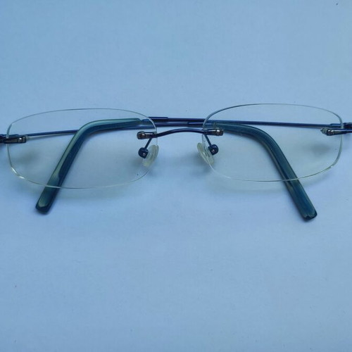 Griff Type Eyeglass Frame Used, Blue Metal Temples