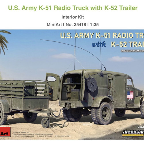 1/35 MiniArt U.S. Army K-51 Radio Truck with K-52 Trailer Interior Kit new
