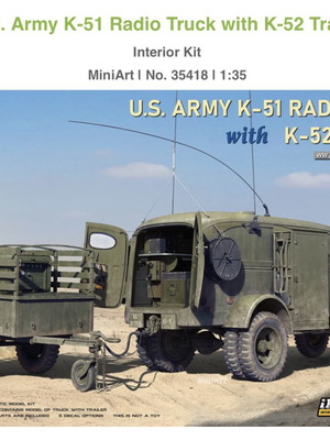 1/35 MiniArt U.S. Army K-51 Radio Truck με K-52 Trailer Interior Kit καινούργιο