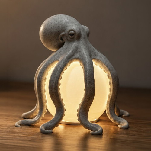 Octopus LED lamp handmade 3D printed, made to order
