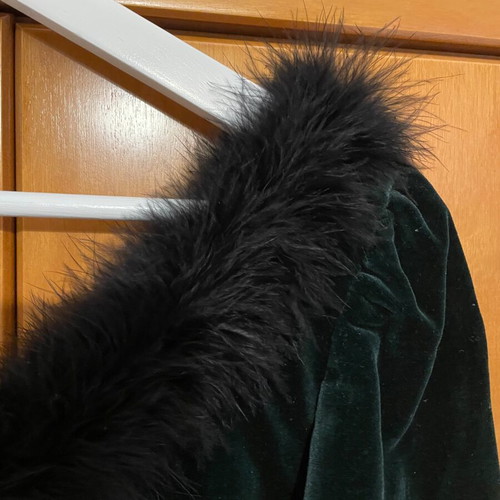 Velvet dress with black fur like new, green
