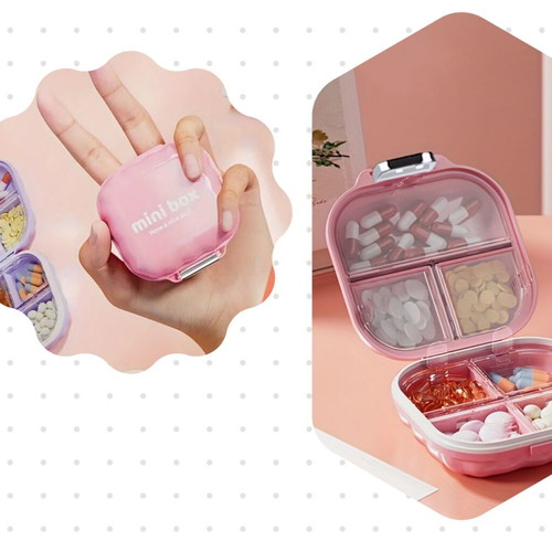 Mini Box portable pill organizer, pastel colors, set of 6