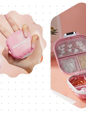 Mini Box portable pill organizer, pastel colors, set of 6