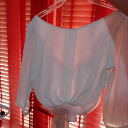 Anel modern white off-shoulder blouse, three-quarter sleeves