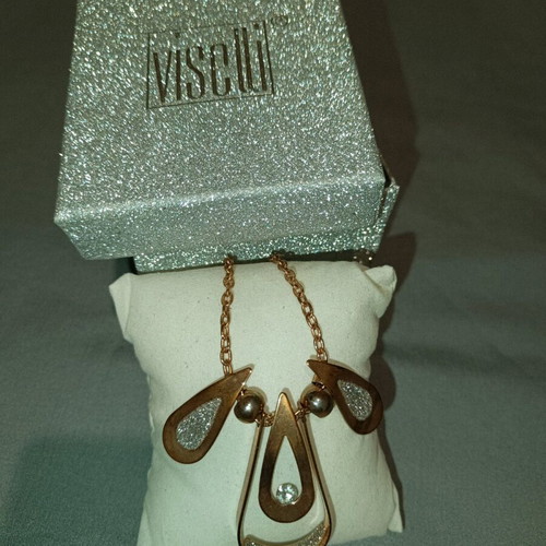 Visetti rose gold jewelry set like new, elegant earrings and necklace
