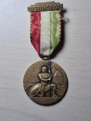 Swiss military medal used with distinction on ribbon