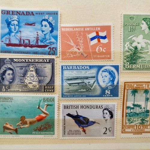 Vintage British Commonwealth & Caribbean stamps, lot of 15