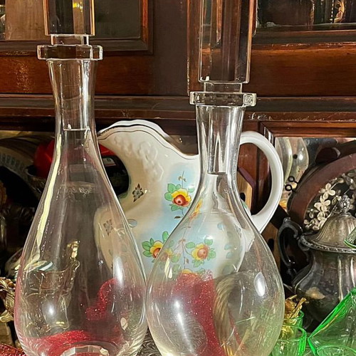 Crystal carafe used, handmade, tall, MSA Collection