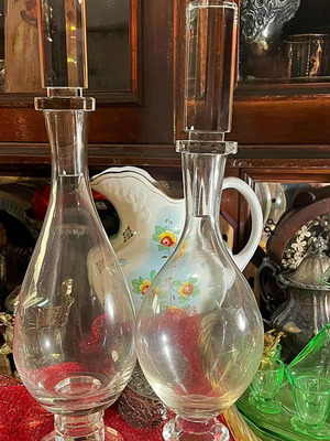 Crystal carafe used, handmade, tall, MSA Collection